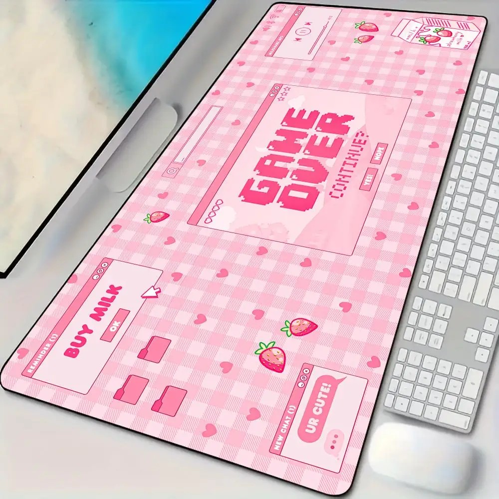 Desk Setup Pink - VIKAMA Pink Plaid GAME OVER Pixel