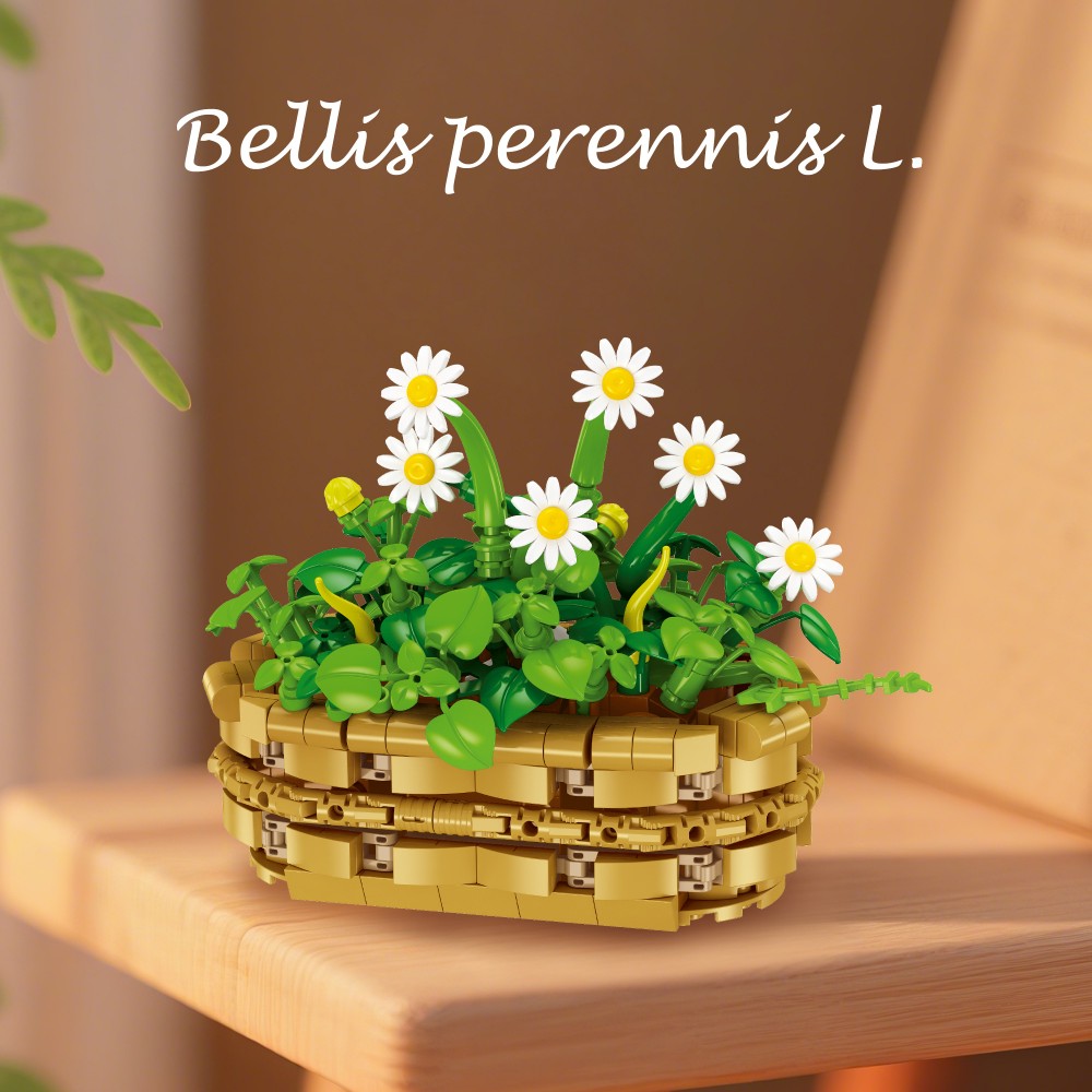 Plant Pot Small Desk - 375PCS Daisy Plant Building Blocks -