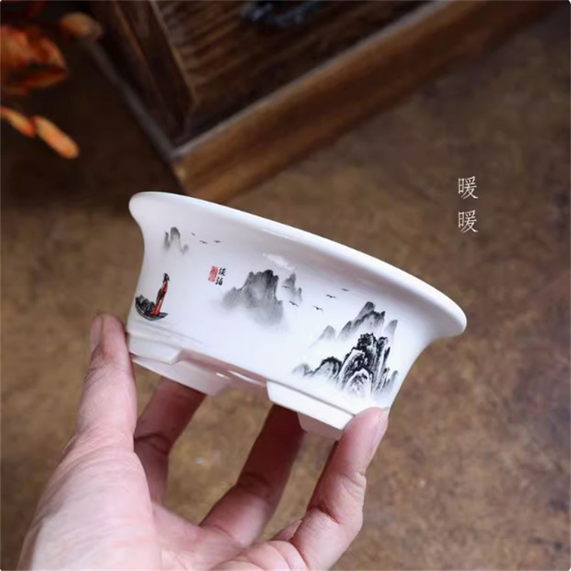 Porcelain White Oval Bonsai Po - огляд і ціна Plant Pot Small Desk