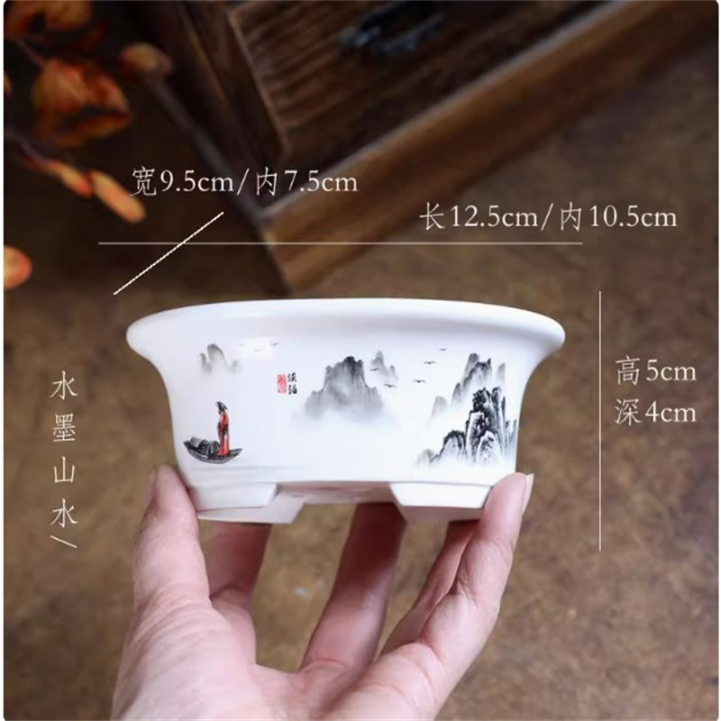Porcelain White Oval Bonsai Po - огляд і ціна Plant Pot Small Desk