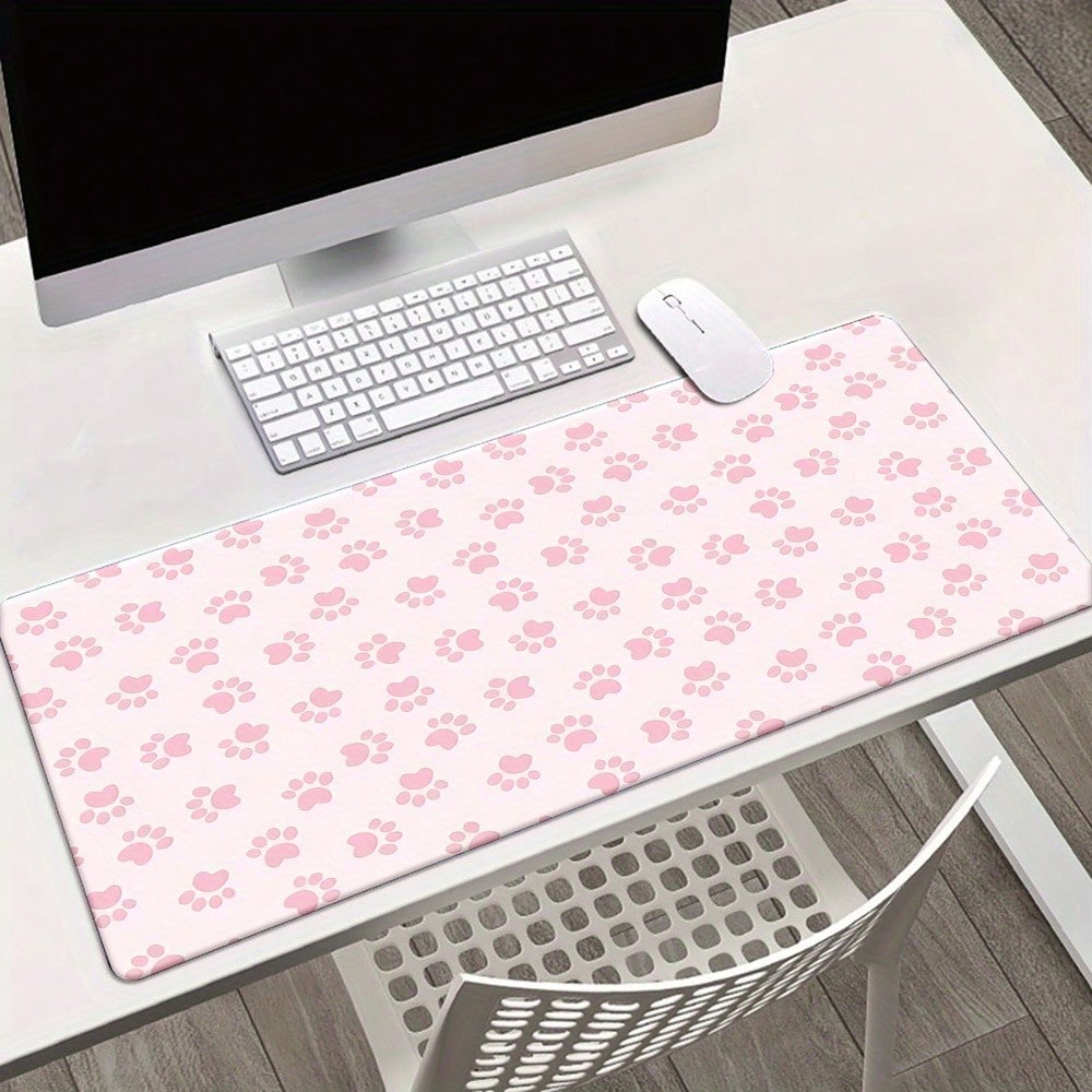 Pink Paw Print Desk Pad ，Large - огляд і ціна Desk Setup Pink